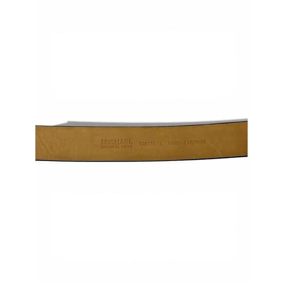 Michael Kors Black Genuine Leather Belt 42” Silver Buckle Size L